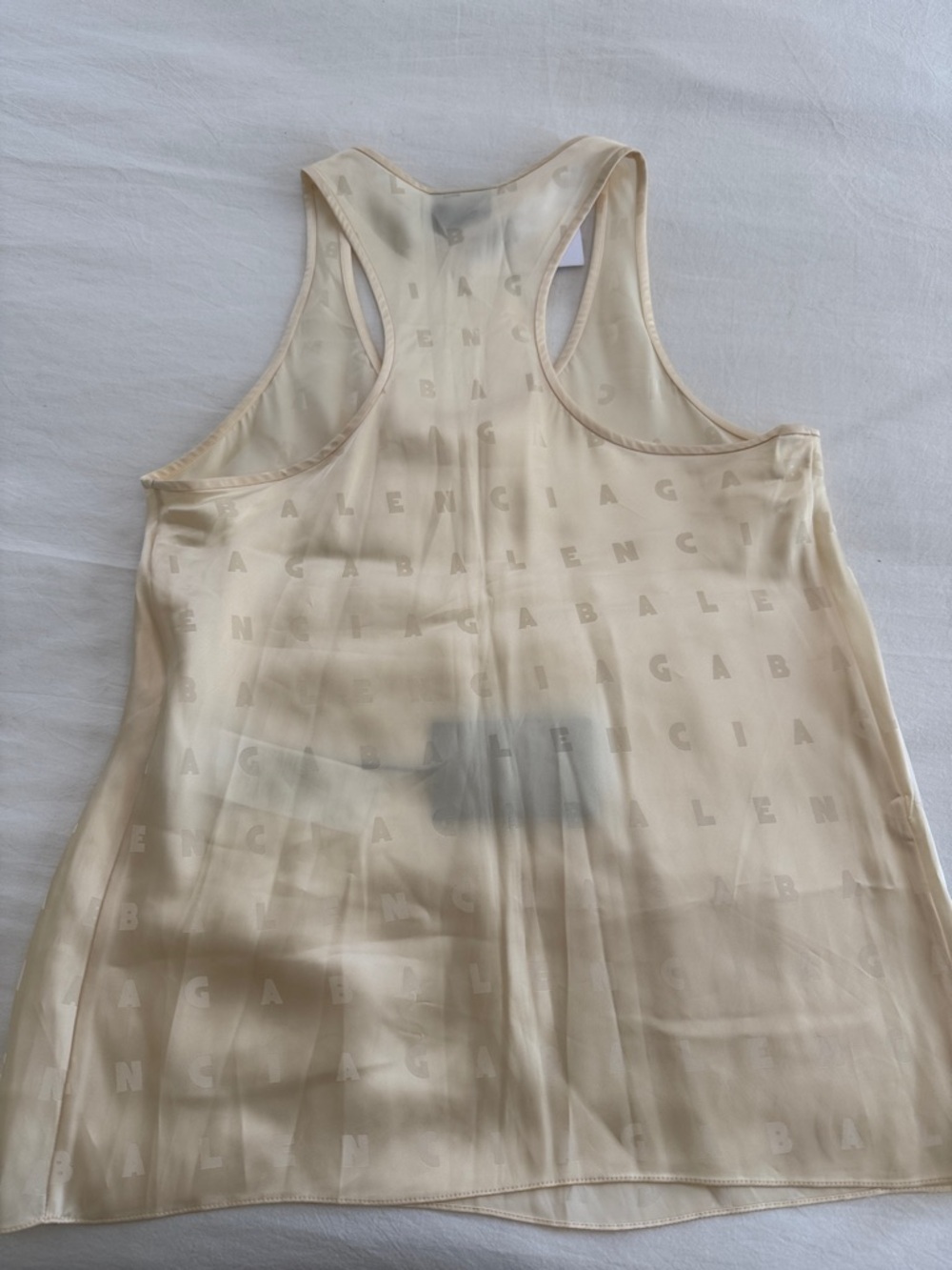 Balenciaga Cream Logo-Print Racerback Tank Top - Picture 4 of 7